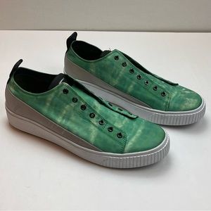 Karl Lagerfeld Mens Green Silver Trainers Size 10.5M 10.5 Tie Dyed‎ Tennis Shoe